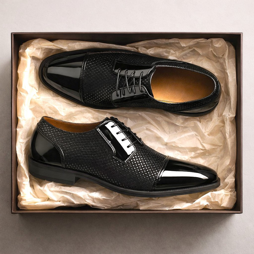 Leo | Men's Classic Patent Cap-Toe Oxford Dress Shoes