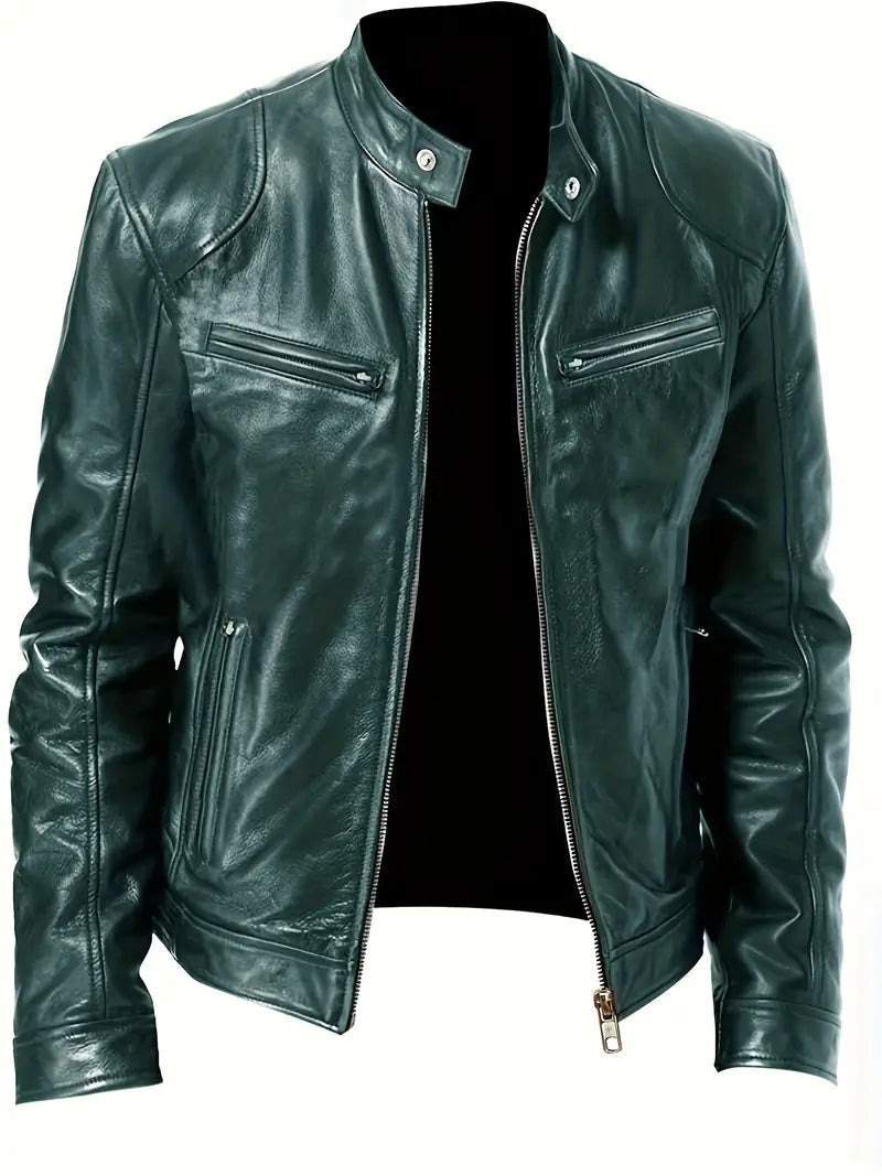 Clarence | Men's Slim-Fit Faux Leather Racer Jacket