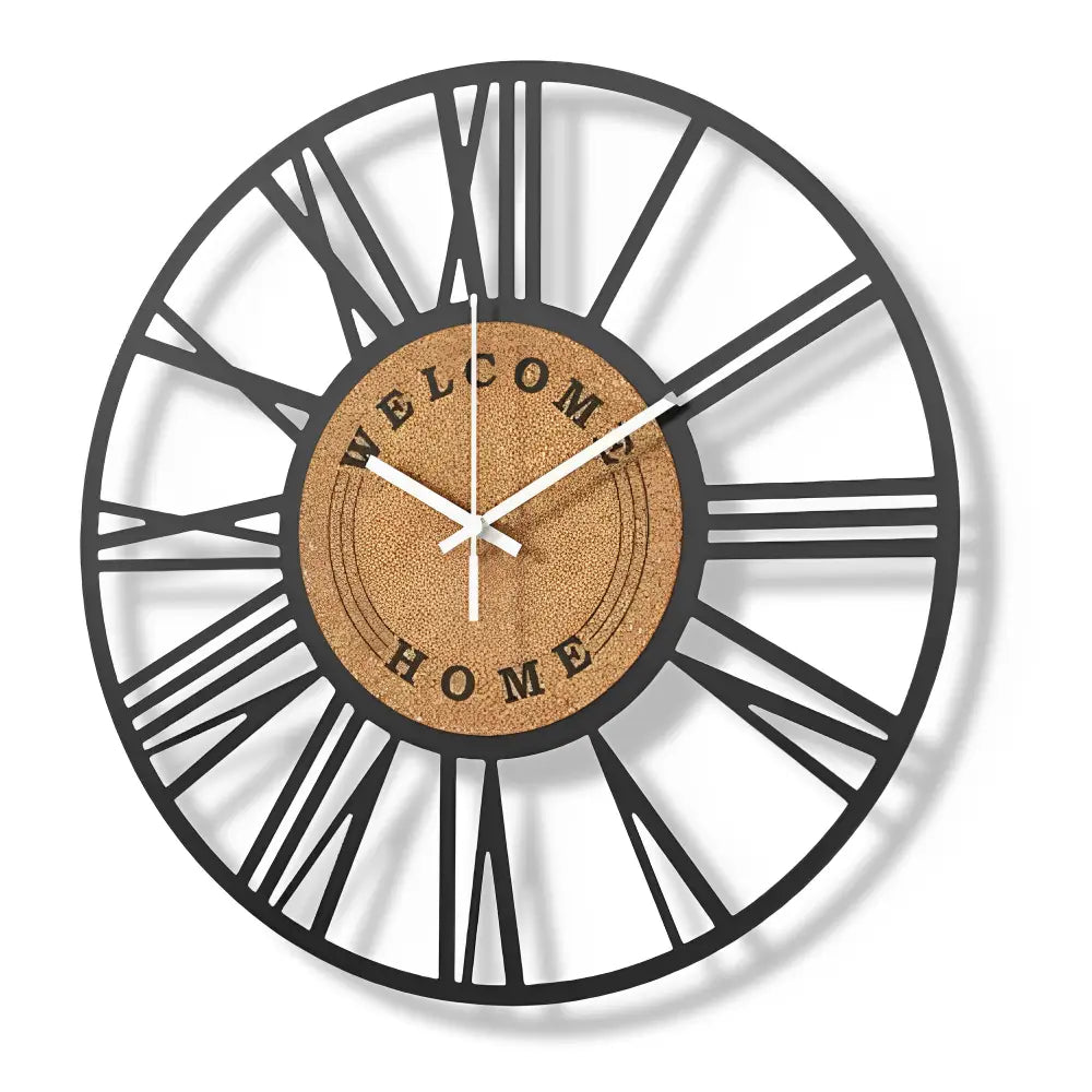 Elegant Metal & Cork Large Wall Clock with Silent Movement | 40 cm Antique Design for Timeless Decor