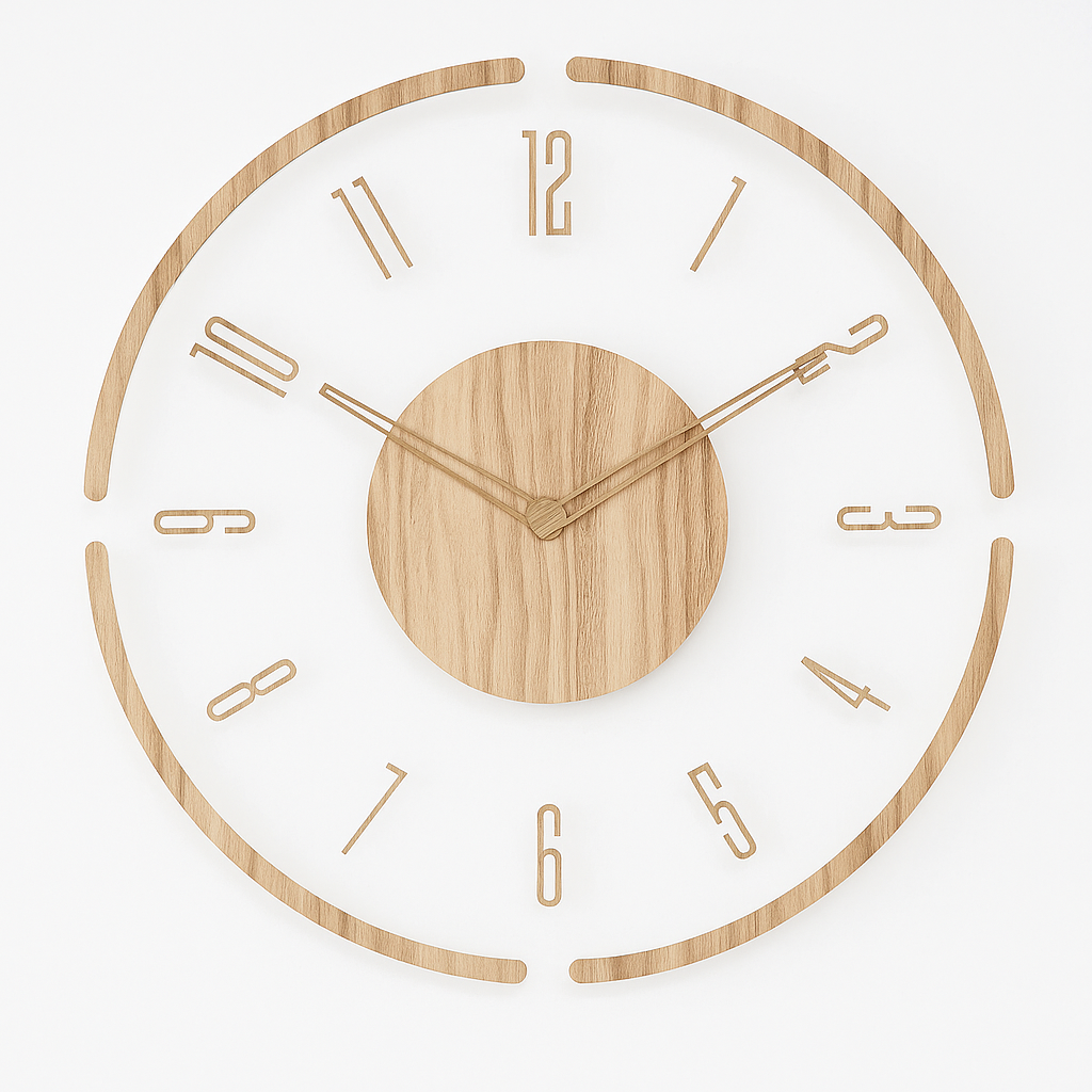 Elegant Scandinavian Wooden Wall Clock with Silent Quartz Movement for Timeless Decor