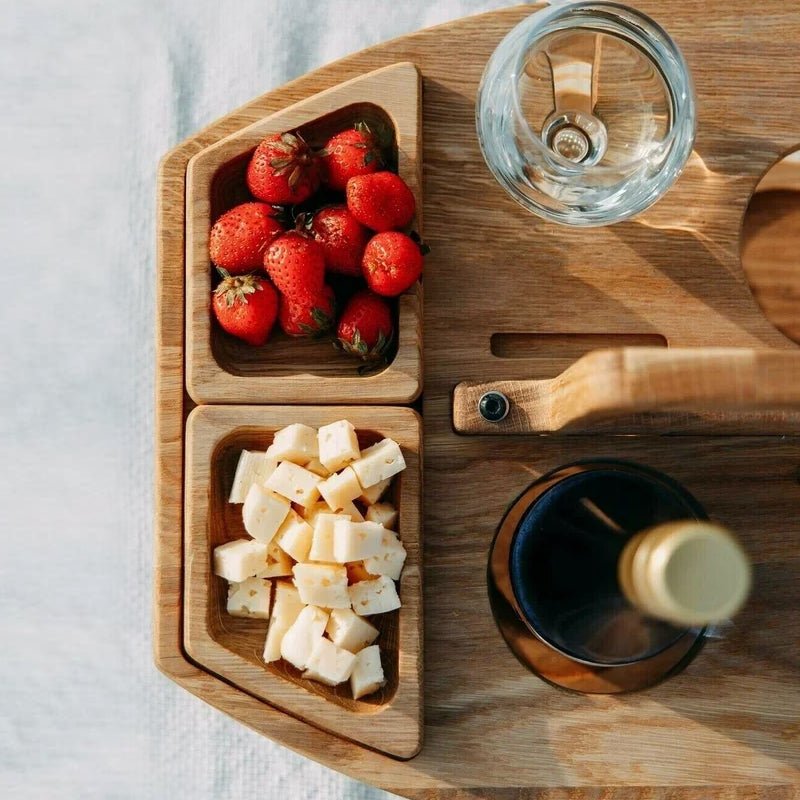Elegant Wooden Picnic Table with Compartments for Snacks & Drinks | Perfect for Outdoor Gatherings