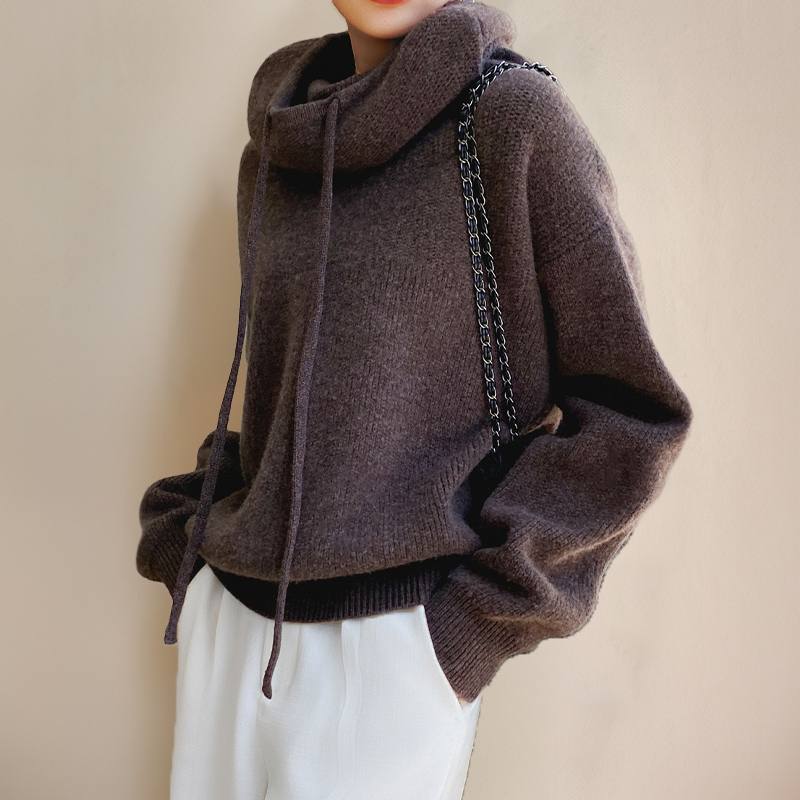 Paige | Women's Cosy Relaxed-Fit Knit Cowl-Neck Hoodie for Winter