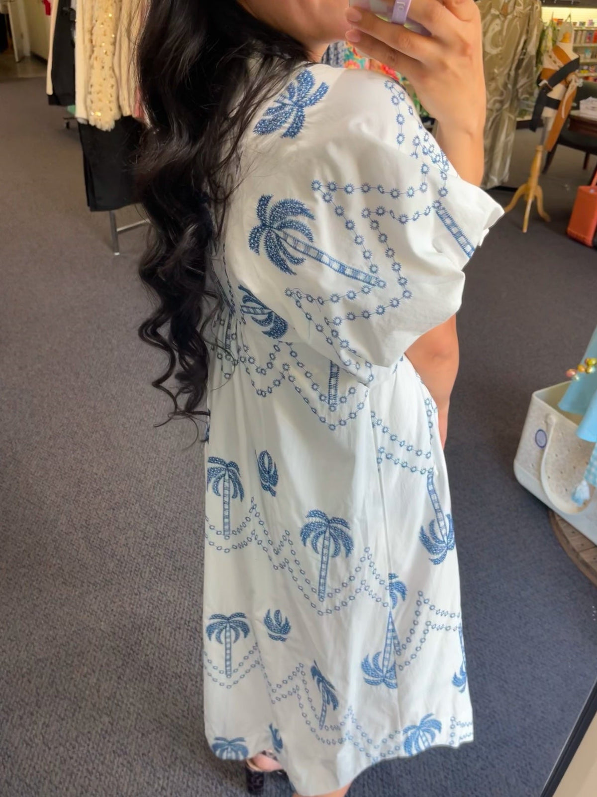 Tropical Palm Tree Print Midi Dress