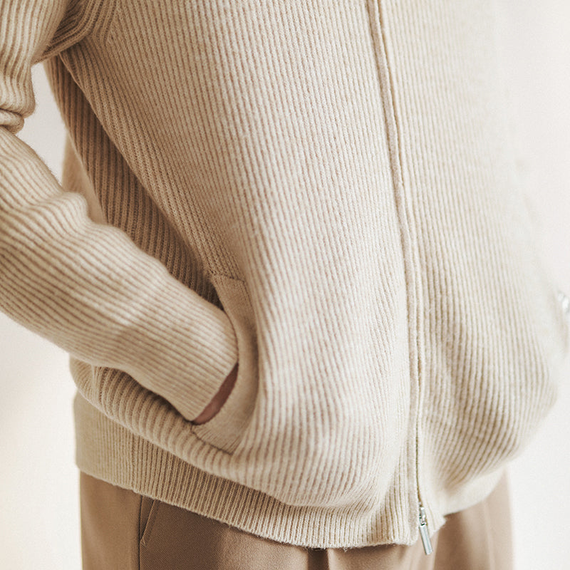 Russell Men's Stylish Ribbed Knit Full-Zip Sweater