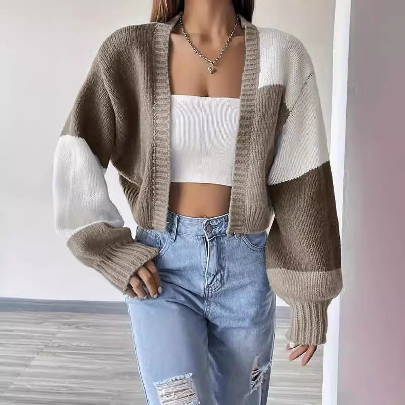 Joanna | Women's Stylish Cropped Colour-Block Cardigan for Winter