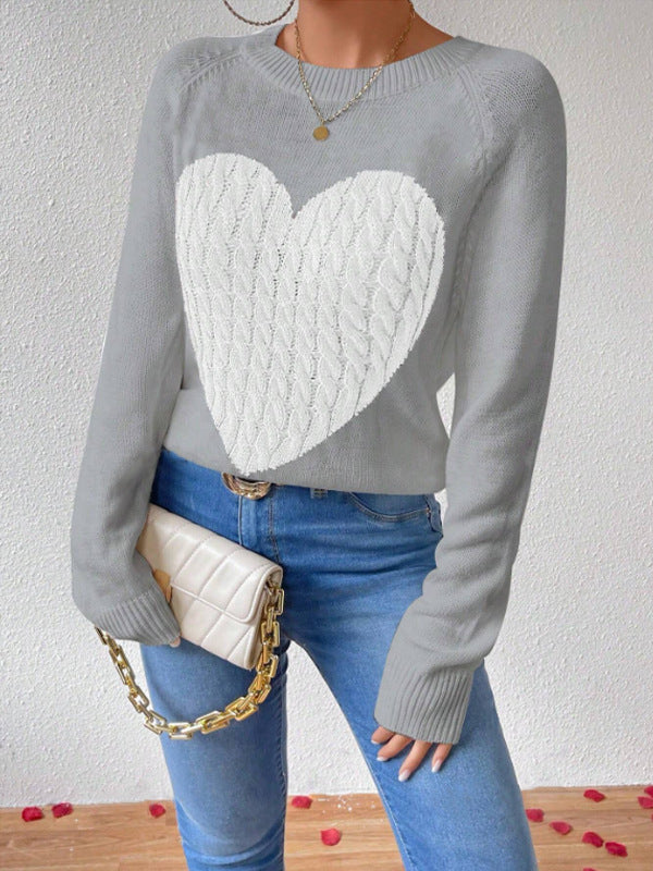 Joanna | Women's Heart-Detail Long Sleeve Crewneck Jumper for Winter