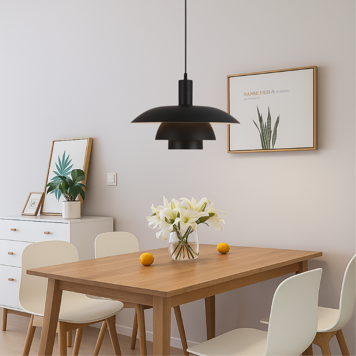 Scandinavian Minimalist Pendant Light with Adjustable Cable | Soft Glow for Kitchen and Dining Spaces