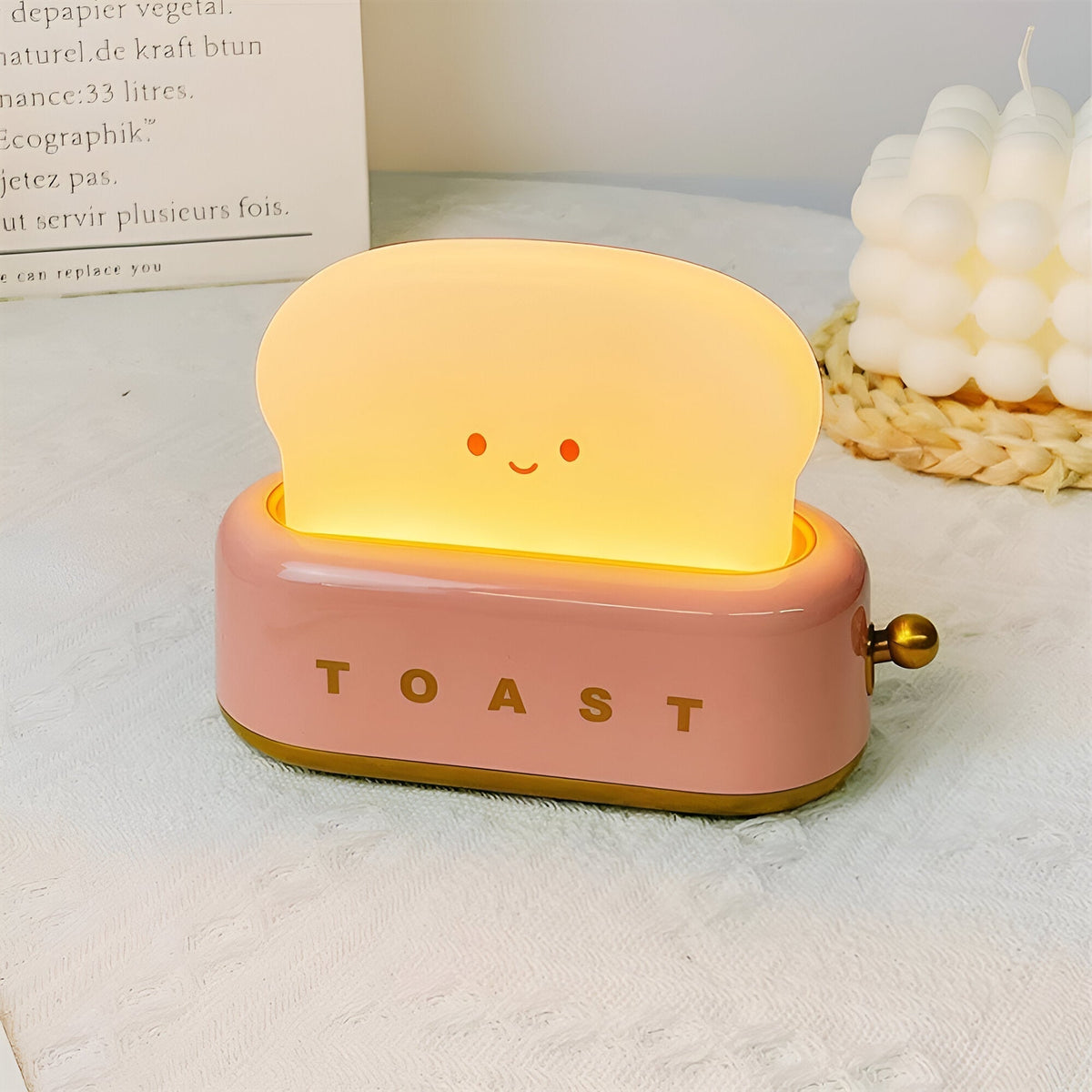 TinyToast | Table Lamp with Dimmable Warm Light & USB Charging | Fun Toaster Design for Cozy Ambiance