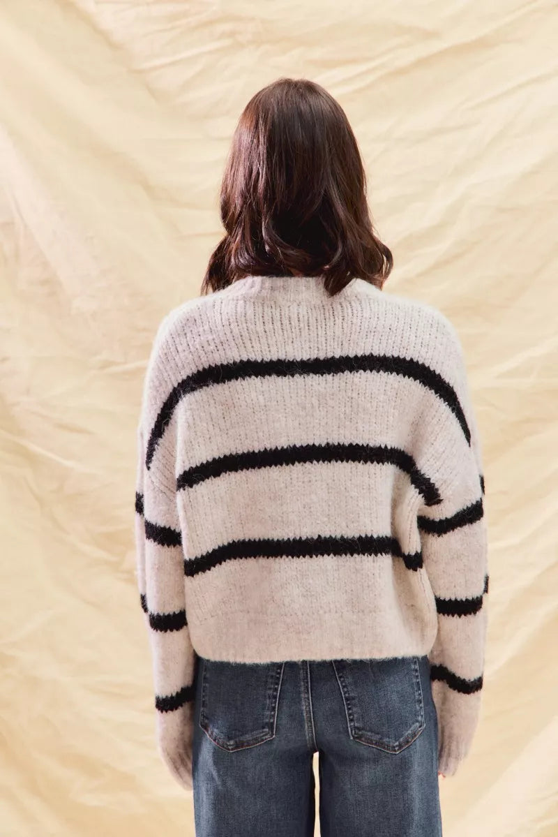 Polly | Women's Cosy Striped Button-Down Winter Cardigan