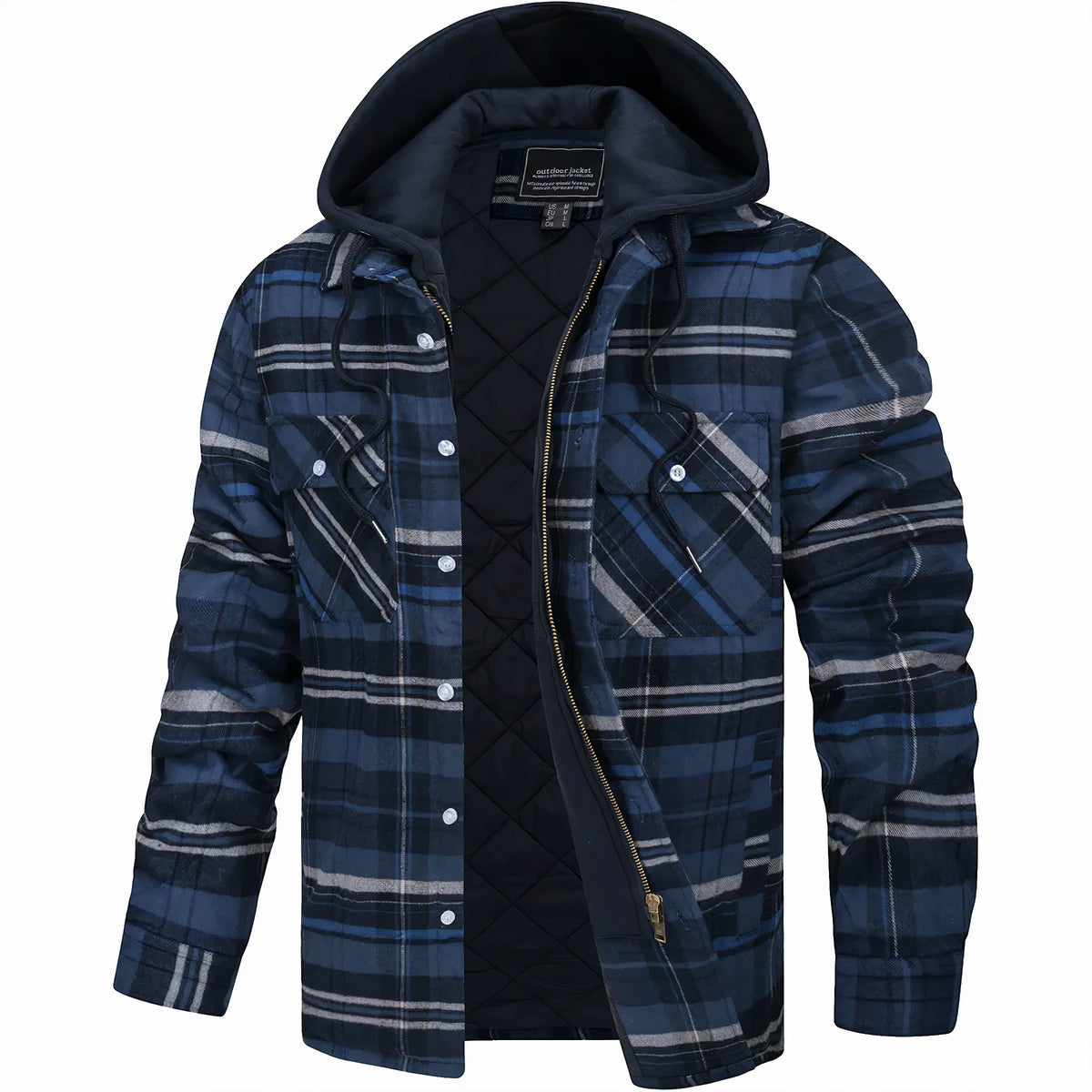 Nathan | Men's Stylish Plaid Hooded Bomber Jacket with Quilted Lining