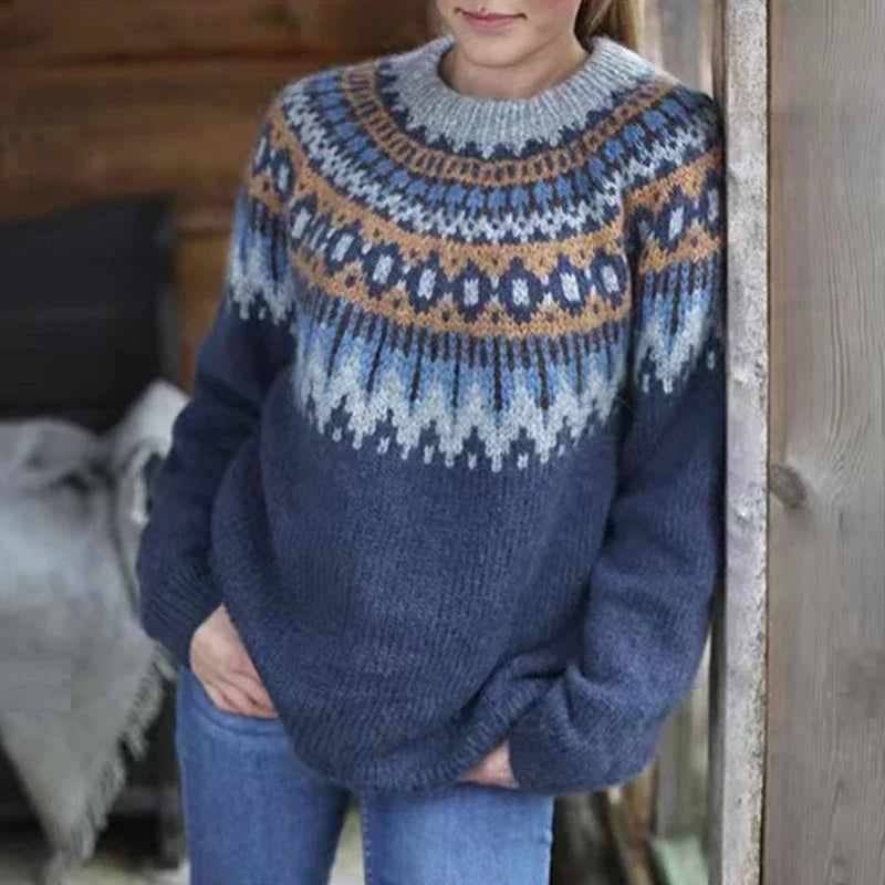 Pernille | Women's Cosy Fair Isle Relaxed-Fit Pullover Jumper for Winter
