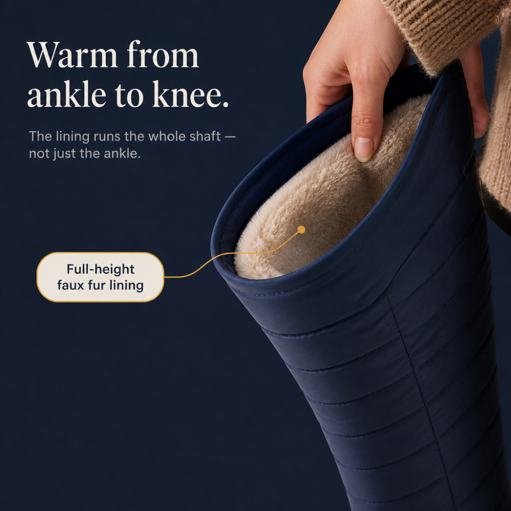 Stylish Quilted Puffer-Style Tall Winter Boots