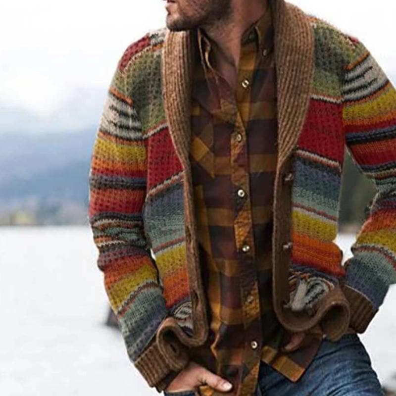 Tobias | Men's Striped Shawl Collar Cardigan for Winter