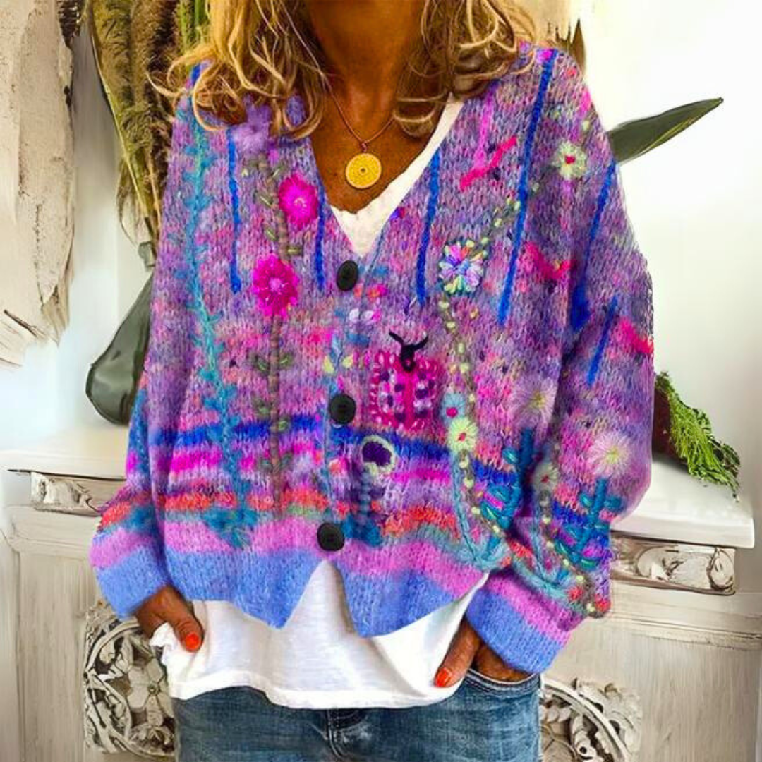 Mia | Women's Warm Printed Knit Cardigan for Winter