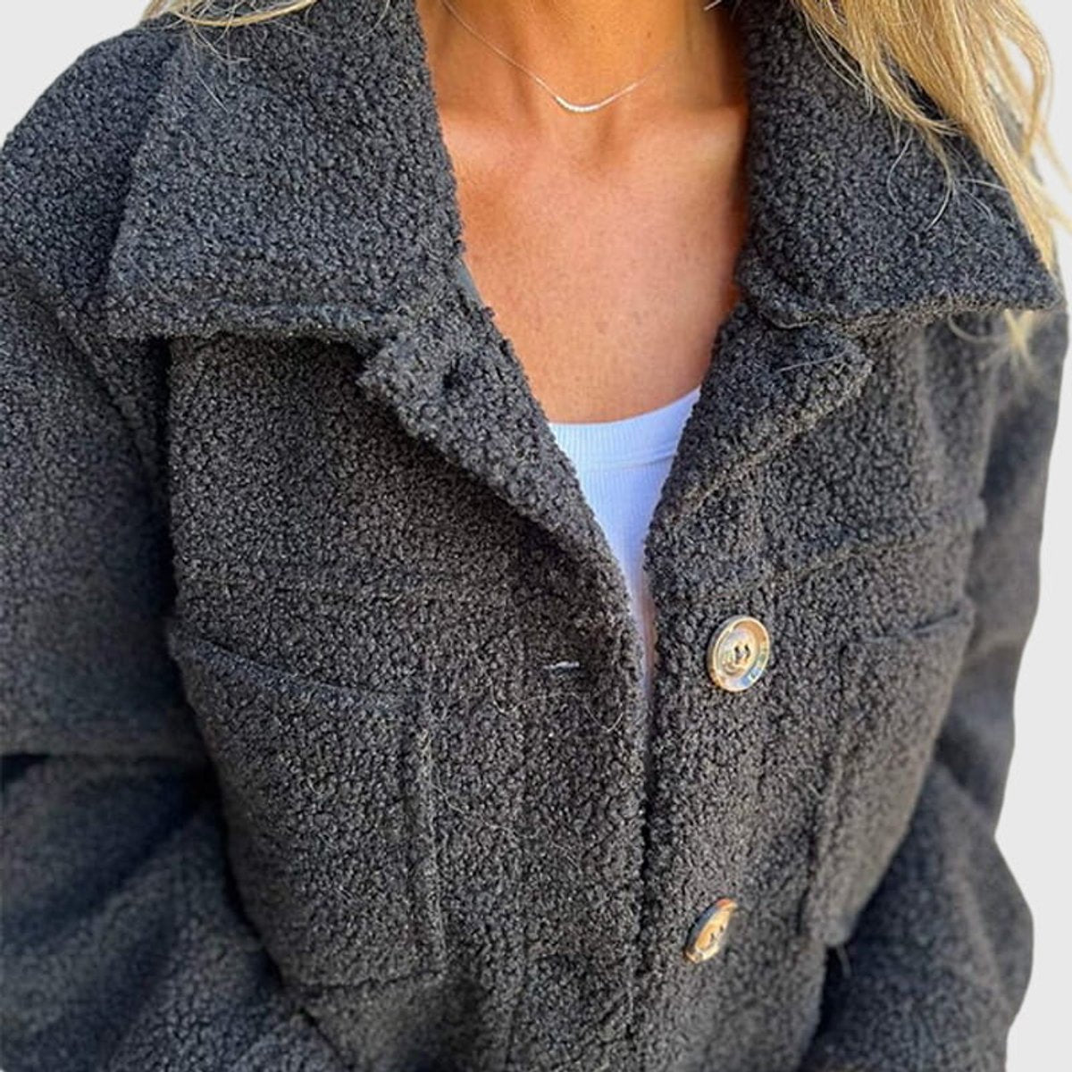 Fiona | Women's Cosy Button-Front Sherpa Fleece Jacket for Winter