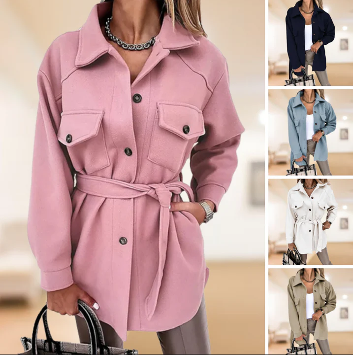Lily | Women's Button-Front Shirt Jacket with Adjustable Tie Belt