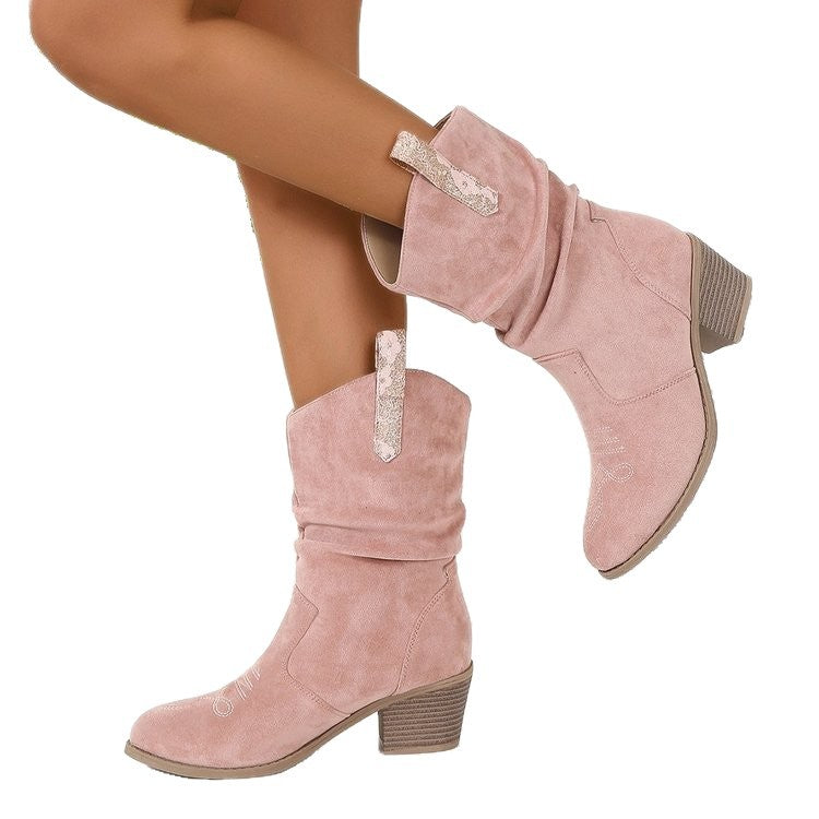 Hattie | Women's Slouchy Cowboy Ankle Boots with Mid Block Heel