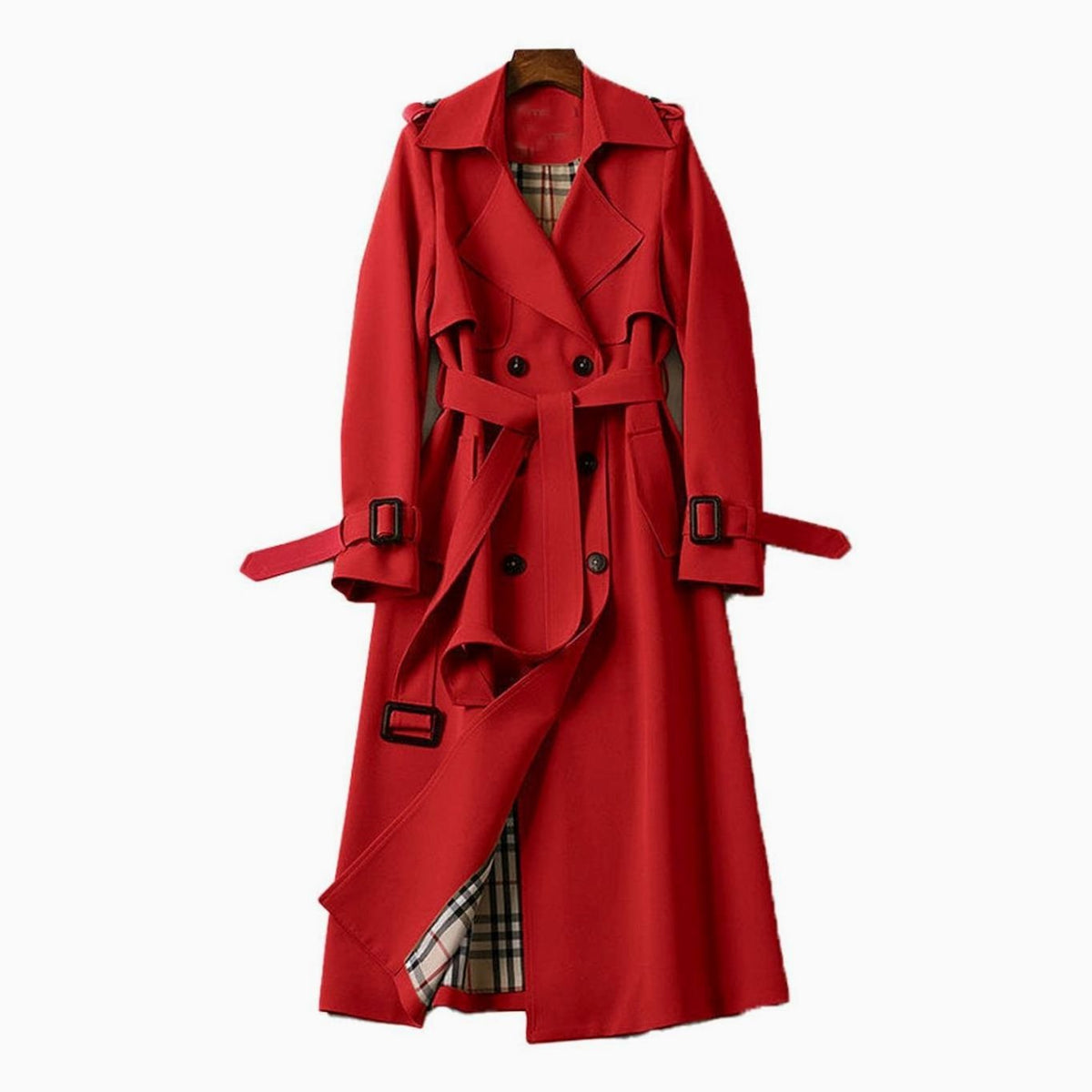 Bethany | Women's Double-Breasted Longline Trench Coat with Waist Belt