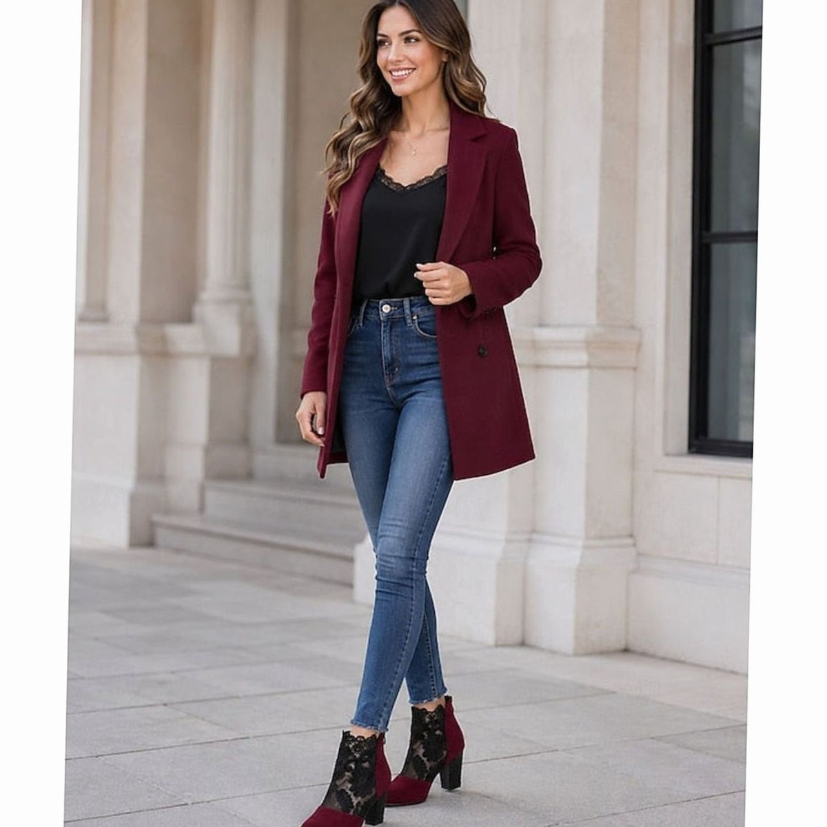 Beth | Women's Lace-Trim Block Heel Ankle Boots