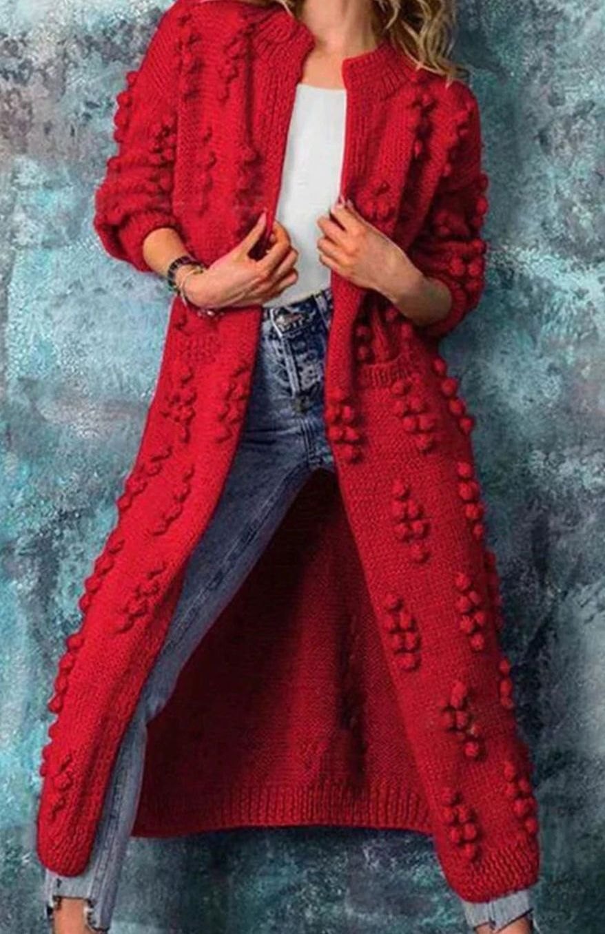 Violet | Women's Long Open-Front Knitted Cardigan for Winter