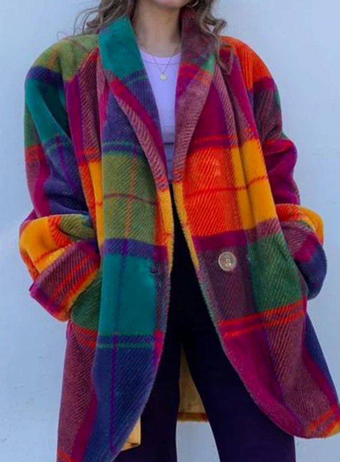 Yasmin | Women's Oversized Colourful Plaid Long Coat for Winter