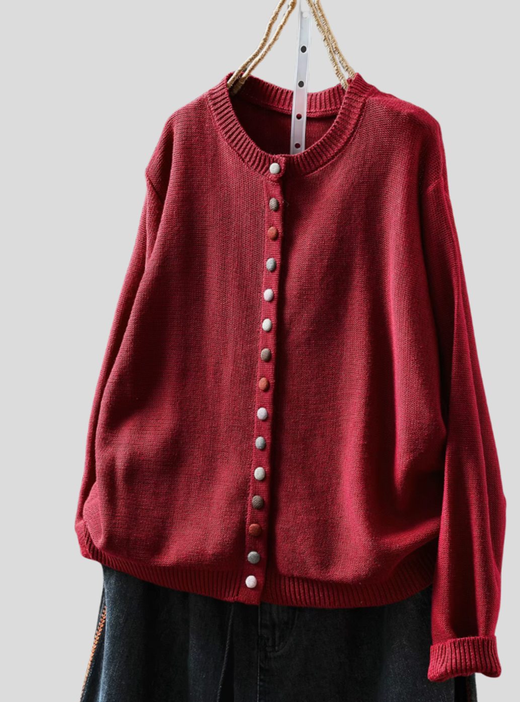 Penny | Women's Relaxed-Fit Multicolored Button-Down Knit Cardigan for Winter