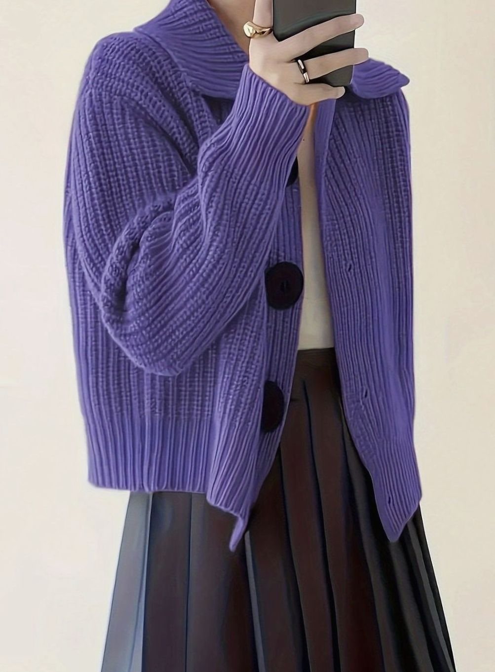 Maisie | Women's Relaxed Ribbed Knit Jumper with Folded Collar