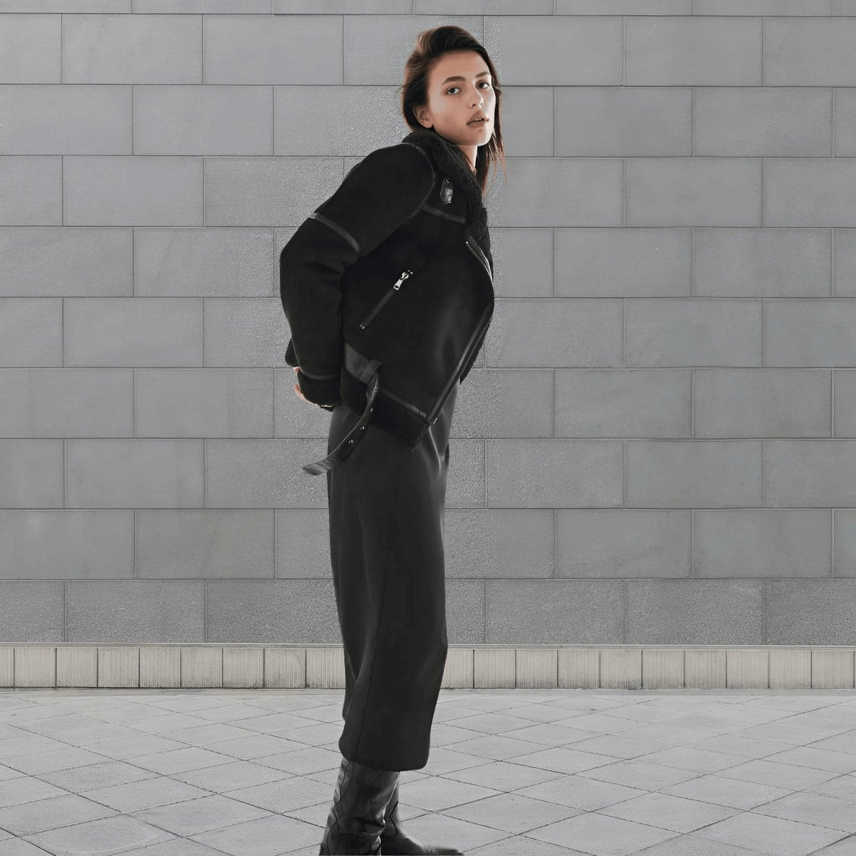 Grace | Women's Luxurious Shearling Aviator Jacket