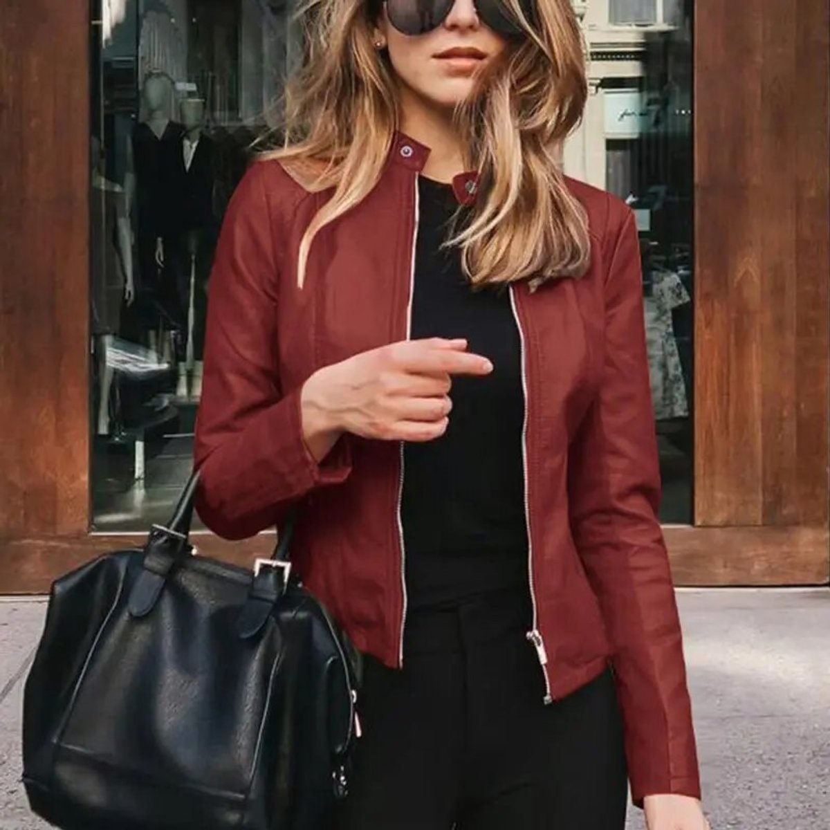 Darcy | Women's Slim-Fit Faux Leather Zip-Up Jacket