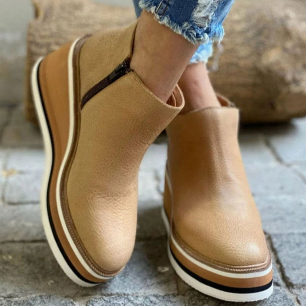 Rose | Women's Wedge Platform Slip-On Chelsea Boots
