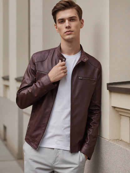 Freddie | Men's Stand Collar PU Leather Jacket
