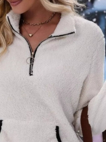 Helen | Women's Cosy Teddy Fleece Half-Zip Pullover Jumper for Winter