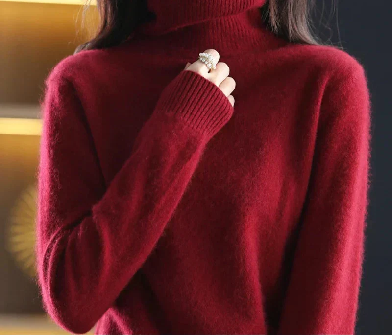 100% Pure Cashmere Turtleneck Jumper for Winter