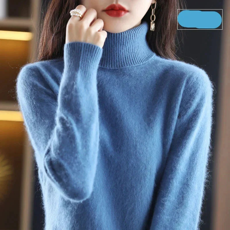 100% Pure Cashmere Turtleneck Jumper for Winter