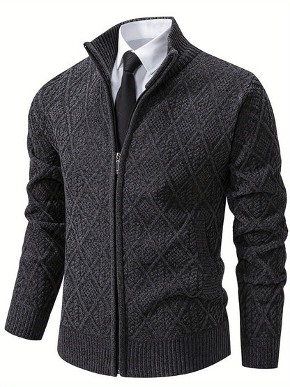 Reuben | Men's Stylish Geometric Knit Cardigan for Winter