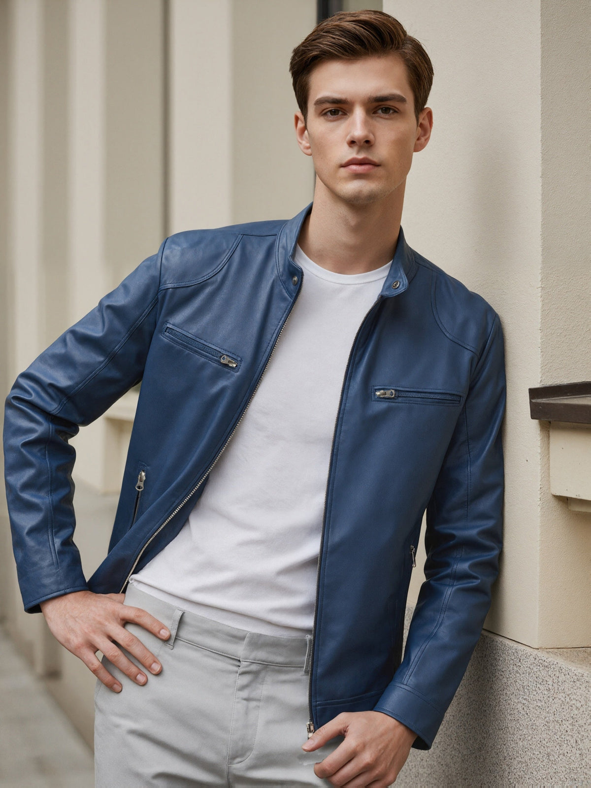 Freddie | Men's Stand Collar PU Leather Jacket