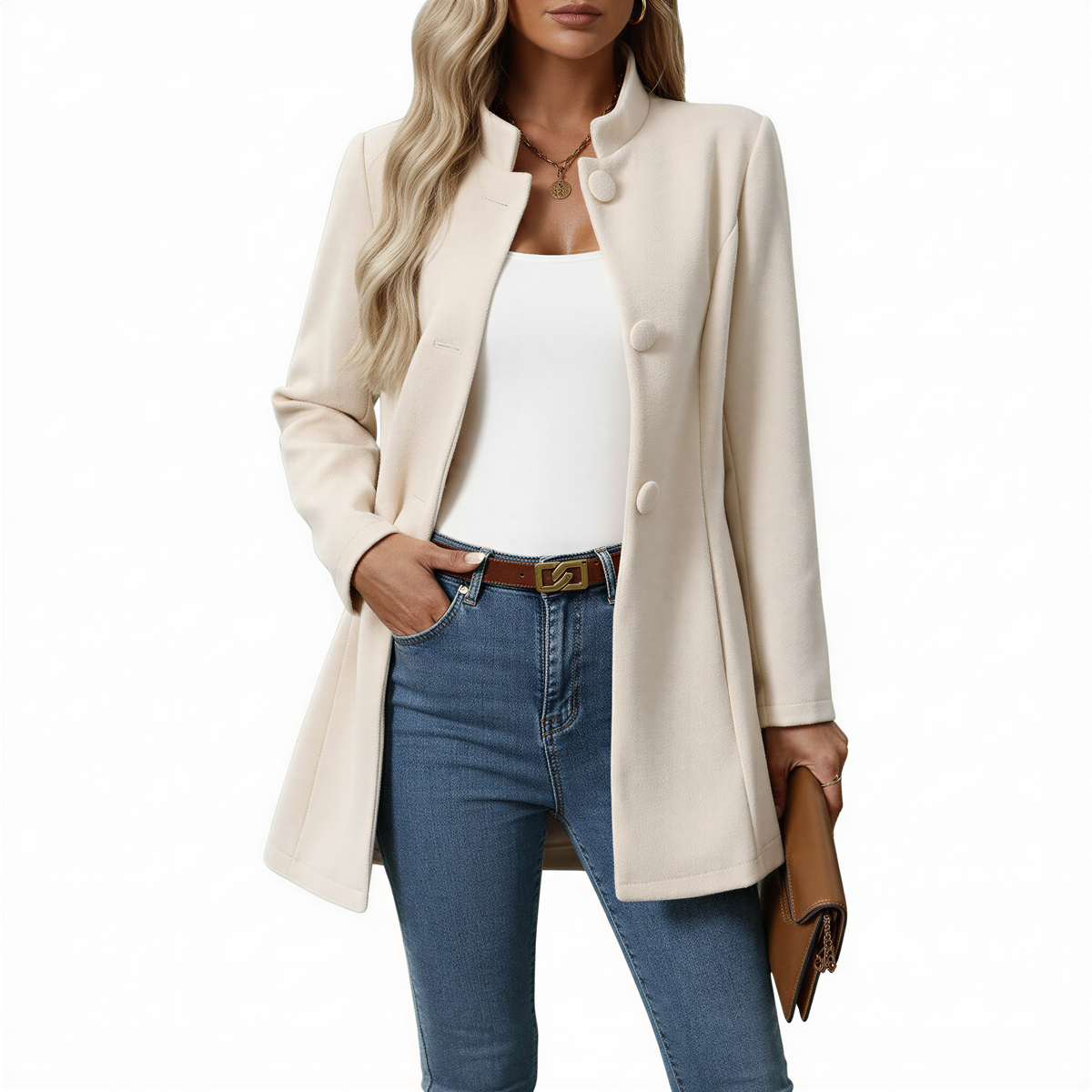 Hallie | Women's Elegant Button-Down A-Line Coat for Winter
