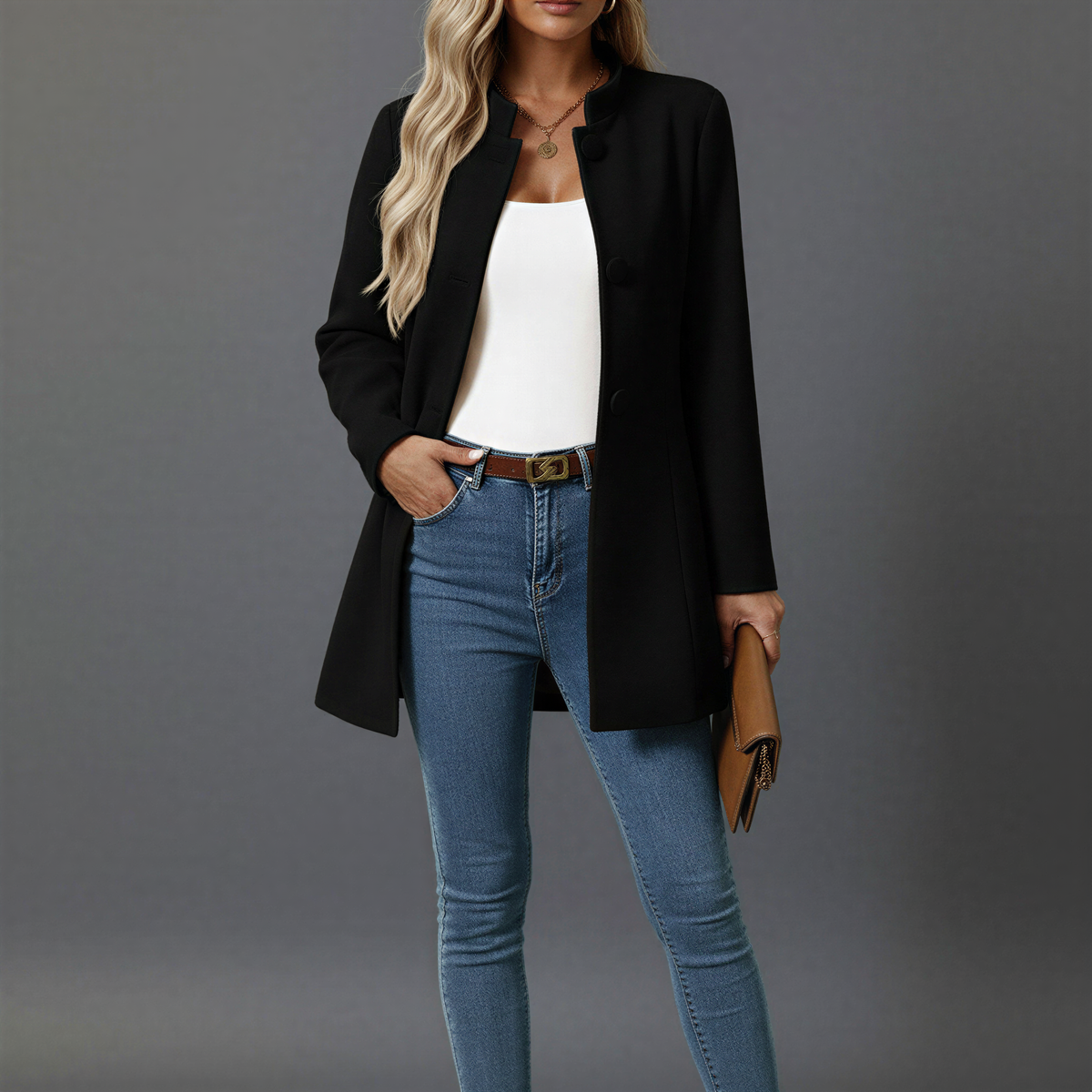 Hallie | Women's Elegant Button-Down A-Line Coat for Winter