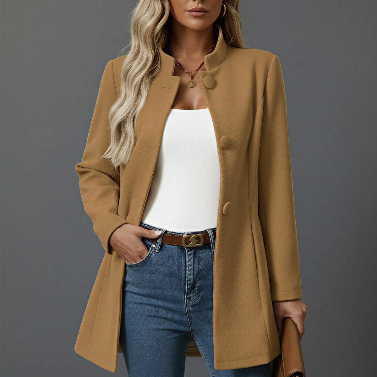 Hallie | Women's Elegant Button-Down A-Line Coat for Winter