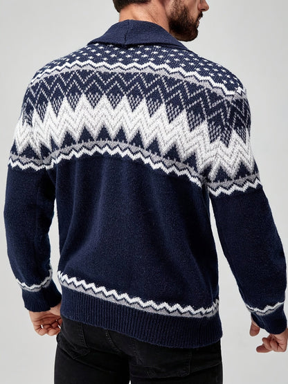 Matthew | Men's Stylish Geometric Pattern Cardigan for Winter