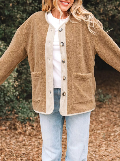 Leanne | Women's Cosy Button-Front Sherpa Teddy Jacket for Winter