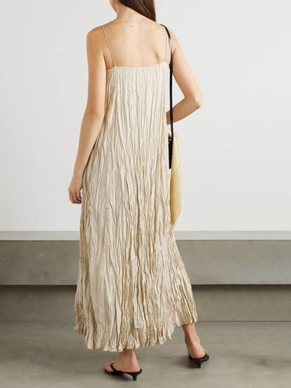 Elegant Pleated Suspender Maxi Dress – Beautiful, Flattering Style