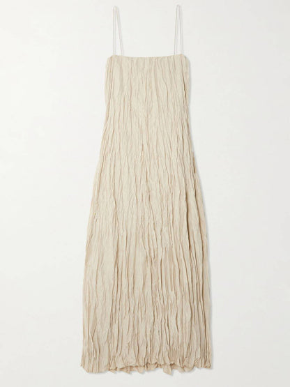 Elegant Pleated Suspender Maxi Dress – Beautiful, Flattering Style
