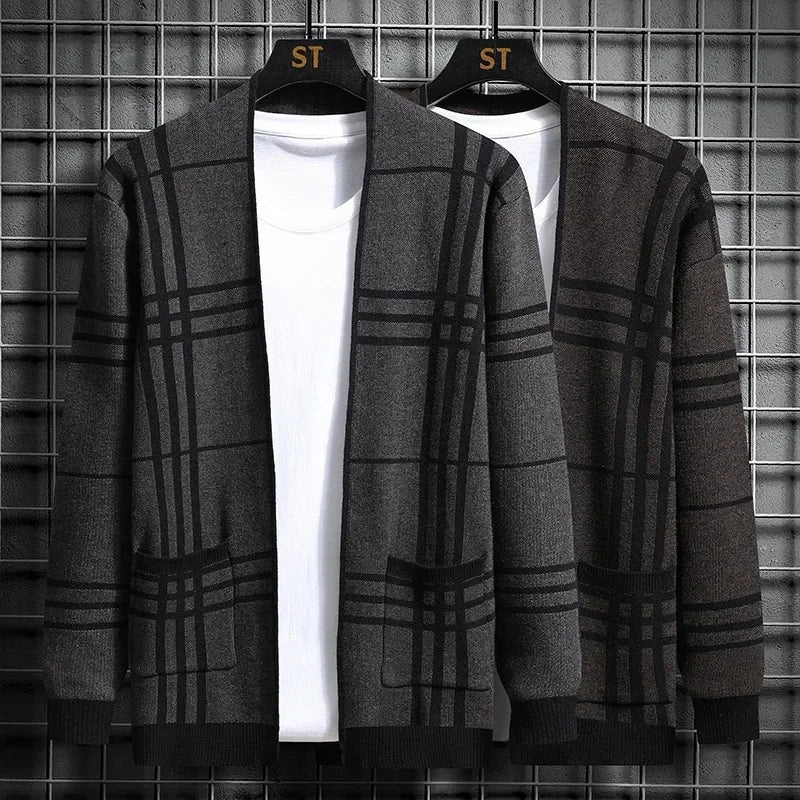 Ross | Men's Stylish Checkered Knit Cardigan for Winter
