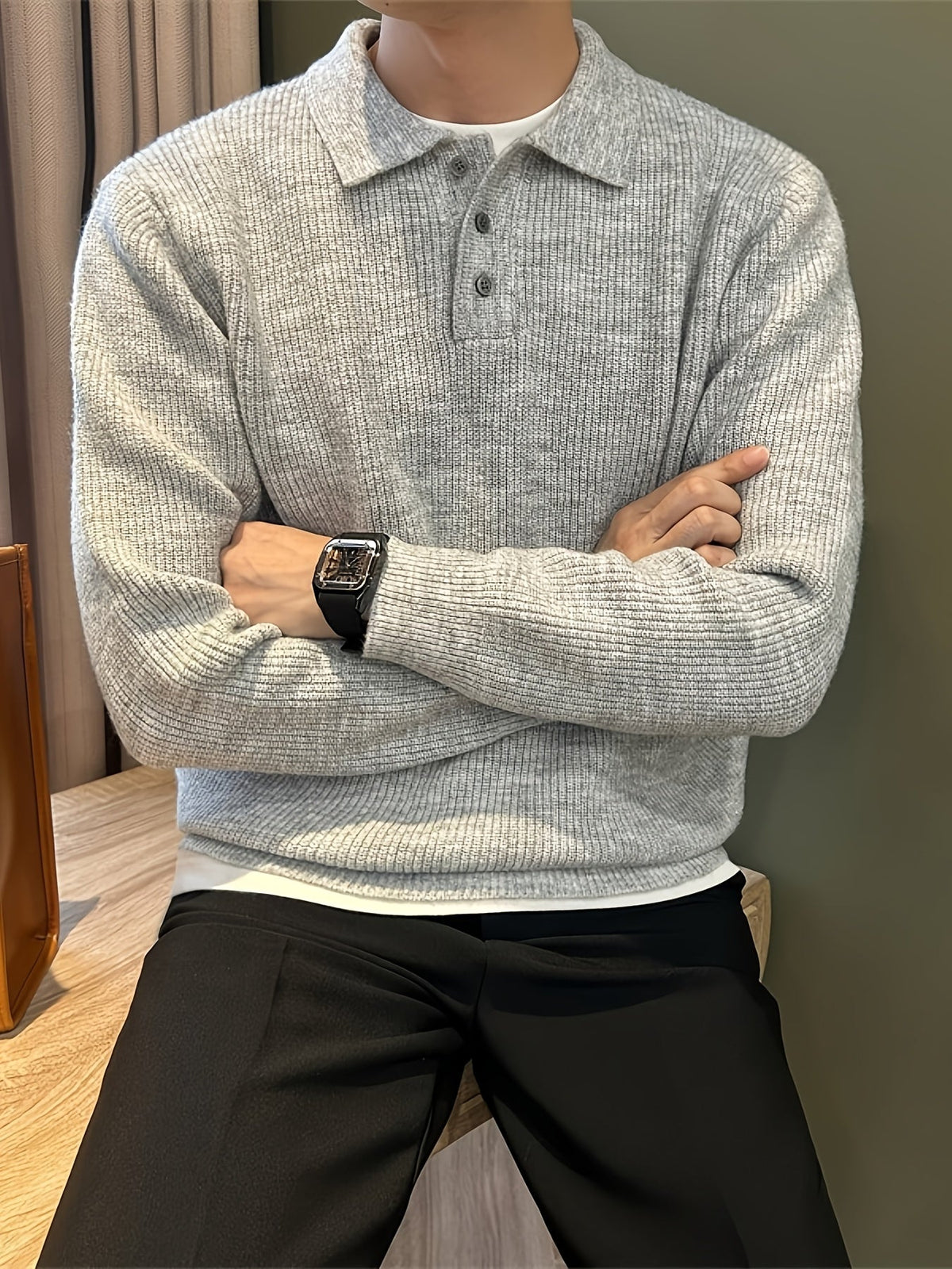Albie | Men's Premium Ribbed Polo Jumper