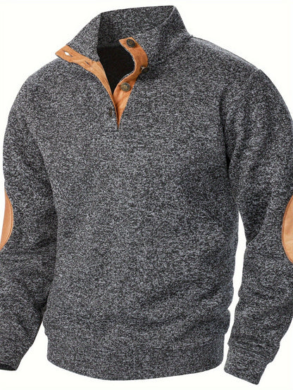 Leo | Men's Stand-Collar Button-Up Knit Sweatshirt