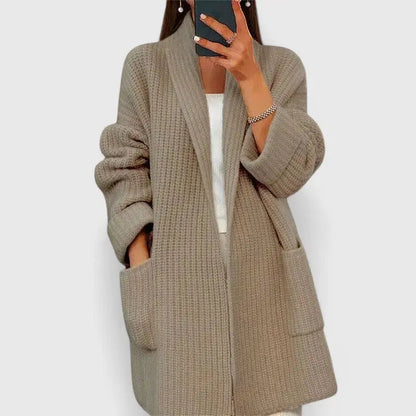 Ianthe | Women's Cosy Waffle-Knit Cardigan with Notched Lapels for Winter