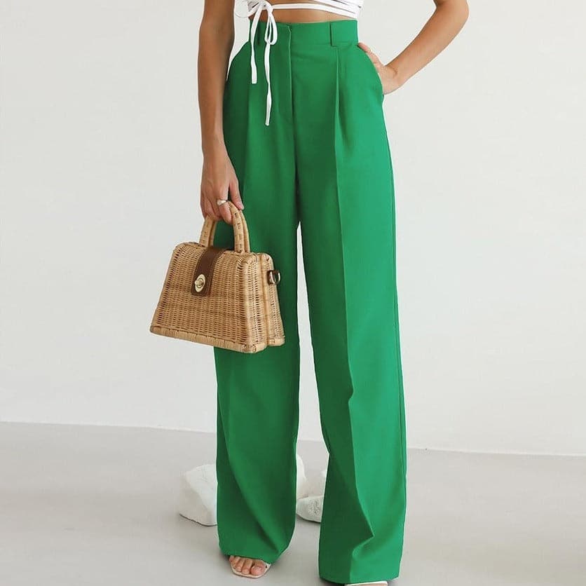 Harper | Elegant Pleated High-Waisted Wide-Leg Trousers