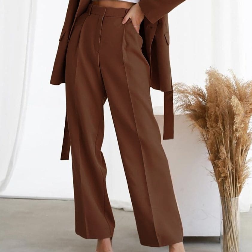 Harper | Elegant Pleated High-Waisted Wide-Leg Trousers