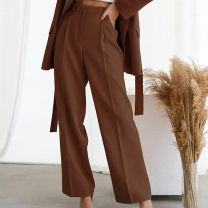 Harper | Elegant Pleated High-Waisted Wide-Leg Trousers